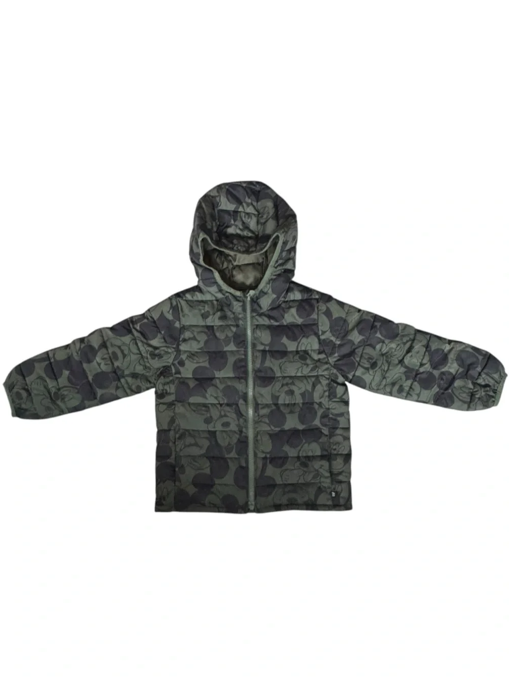 Baby Gap x Disney Mickey Mouse Camo Puffer Jacket Hooded Green Boys 5T